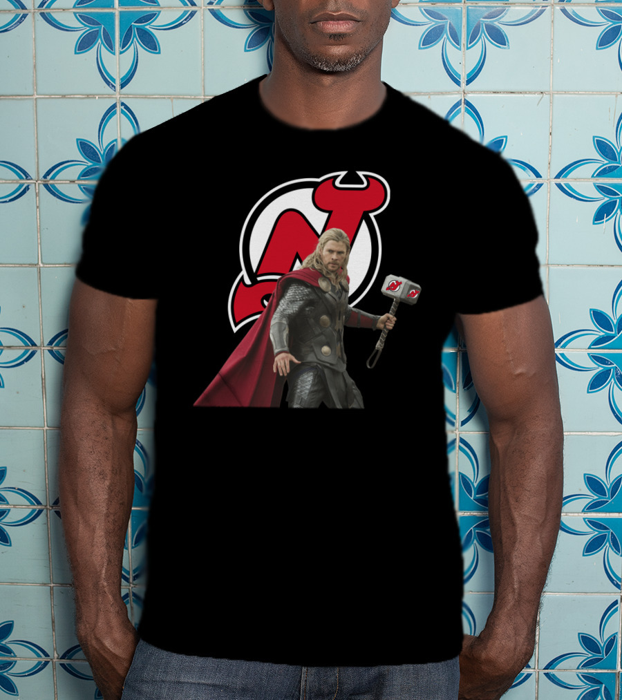 New Jersey Devils Thor Mjolnir Logo Mashup T-Shirt