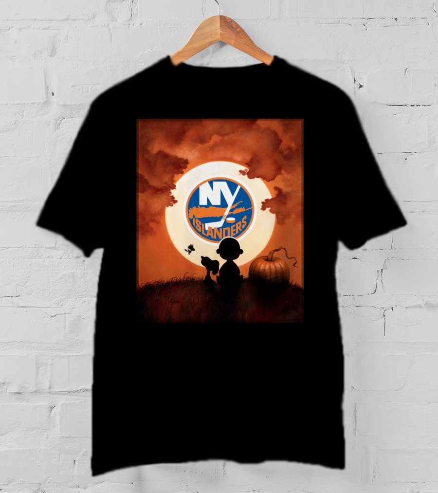 New York Islanders Halloween Moon Pumpkin Scene T-Shirt