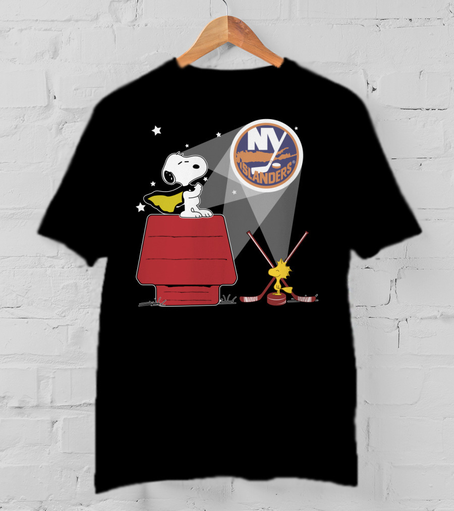 Ny Islanders Snoopy Woodstock Hockey Fan Scene T-Shirt