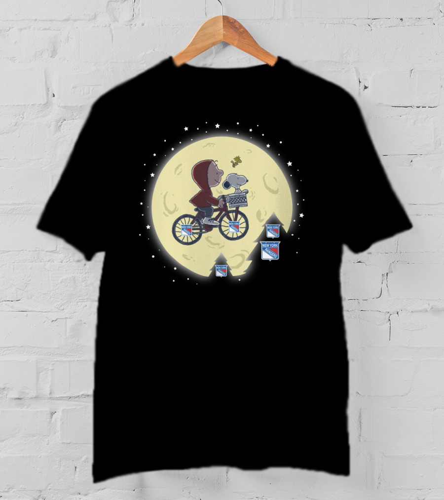 New York Rangers Halloween Moon Ride With Snoopy T-Shirt