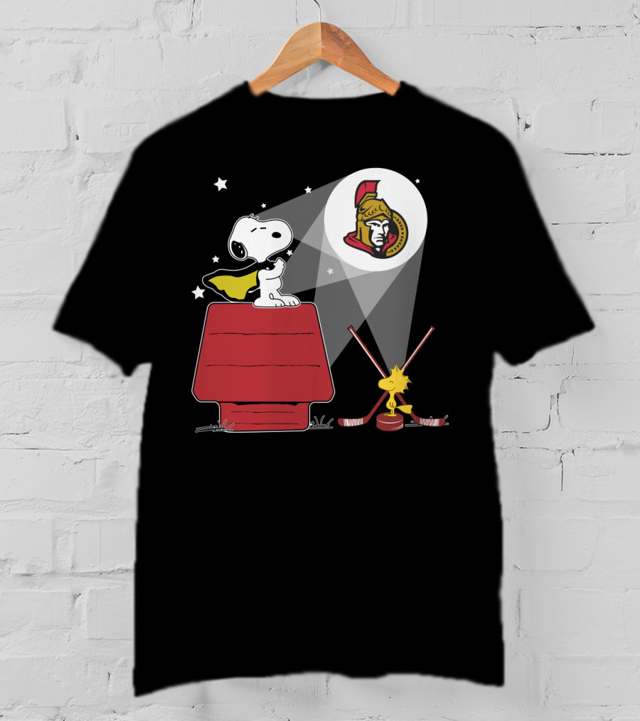 Snoopy And Woodstock Ottawa Senators Nhl Hockey Fan Tribute T-Shirt