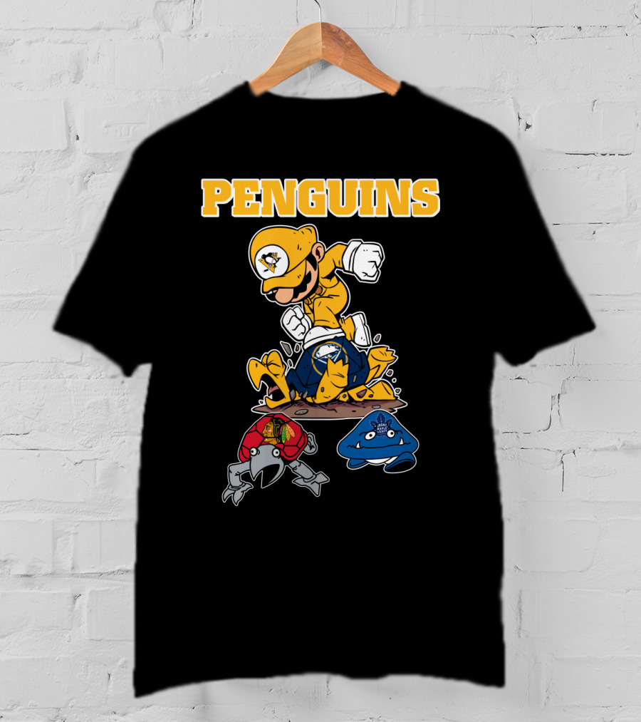 Penguins Gamer Style Nintendo Crossover With Hockey Team Elements T-Shirt