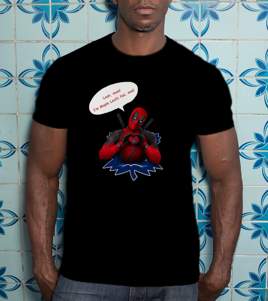 Toronto Maple Leafs Fan Deadpool Heart Gesture T-Shirt