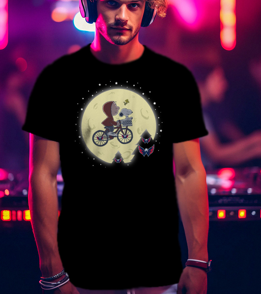 Halloween Washington Capitals Moon Ride E.t. Peanuts Crossover T-Shirt