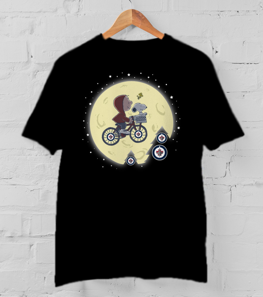 Halloween Winnipeg Jets Moon Bicycle Scene T-Shirt