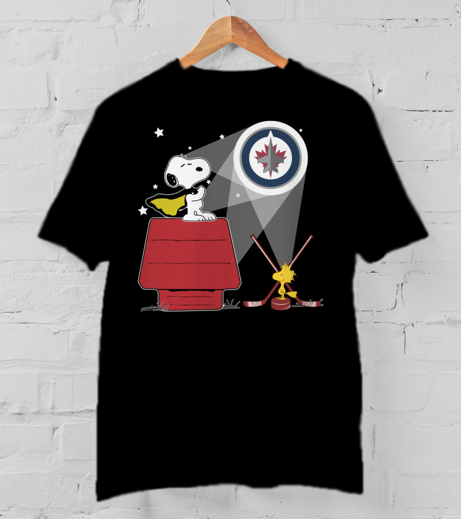 Winnipeg Jets Snoopy Woodstock Hockey Doghouse Spotlight T-Shirt