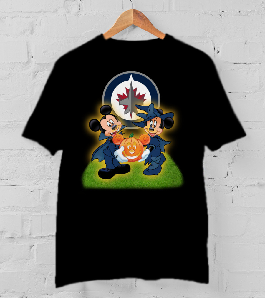 Mickey And Minnie Halloween Celebration With Winnipeg Jets T-Shirt