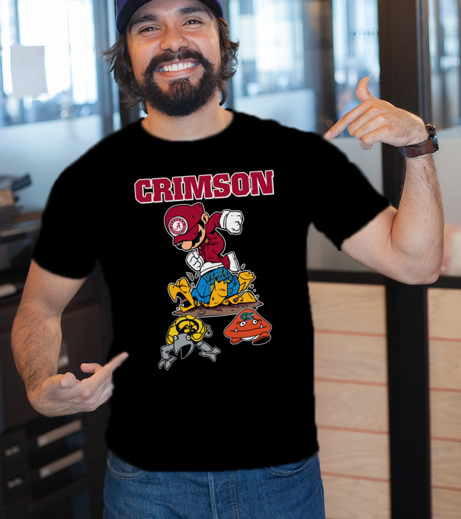 Crimson Alabama Football Parody Of Iconic Gaming Character With Rival Teams T-Shirt