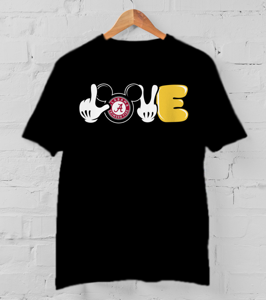 Alabama Crimson Tide Love Mickey Hands Football T-Shirt