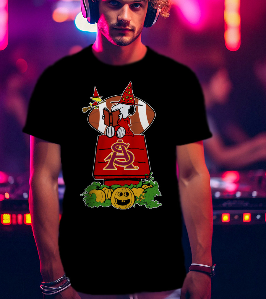 Halloween Arizona State Sun-Devils Snoopy Witch Peanuts Football Pumpkin Patch T-Shirt