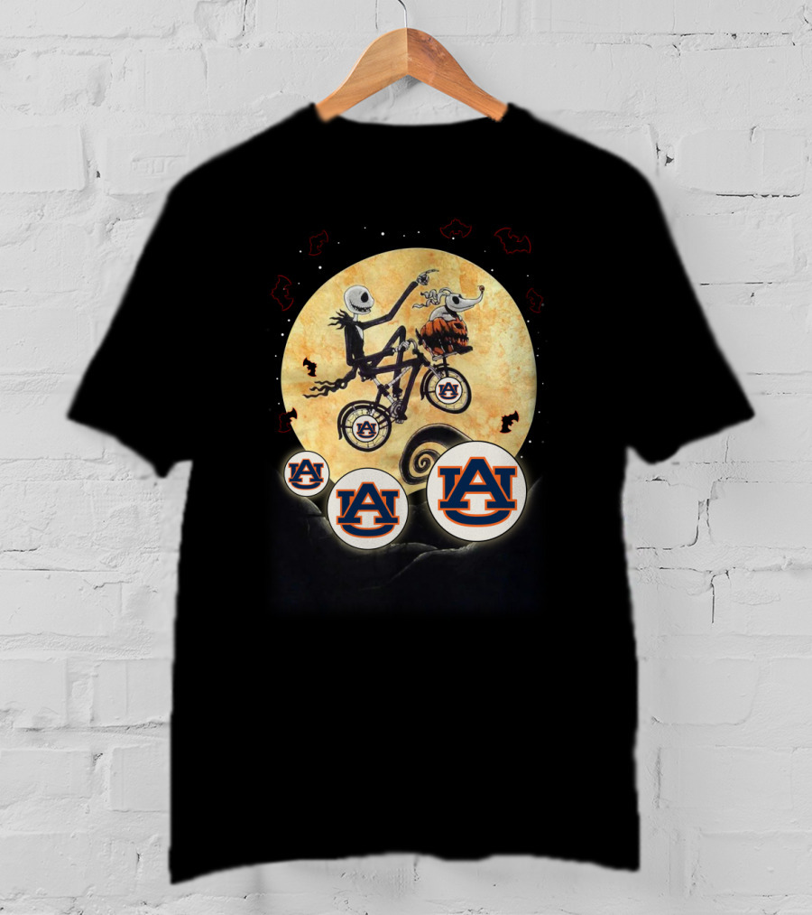 Halloween Auburn Football Nightmare Bicycle Moon Auburn Logos T-Shirt
