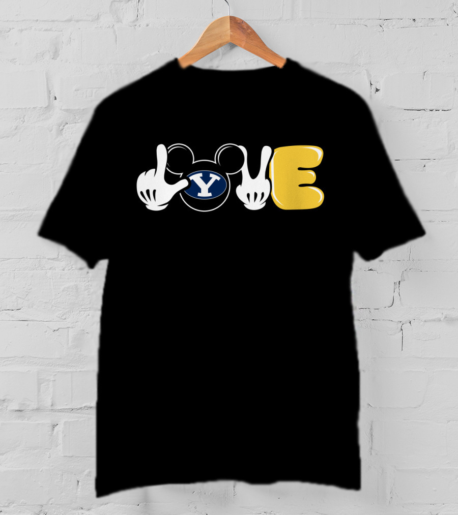 BYU Football Love Mickey Mouse Hands Y T-Shirt