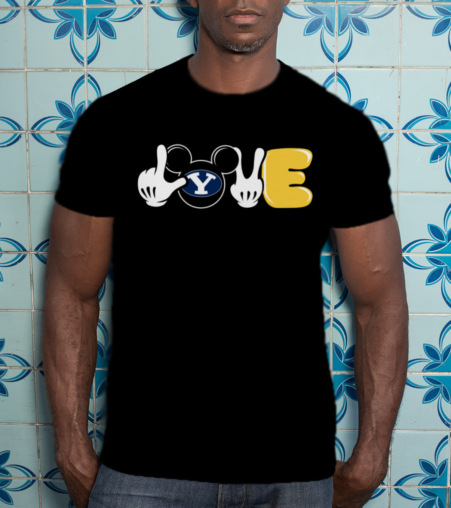 BYU Football Love Mickey Mouse Hands Y T-Shirt