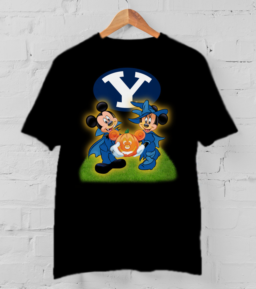 Byu Football Halloween Mickey Minnie Pumpkin T-Shirt
