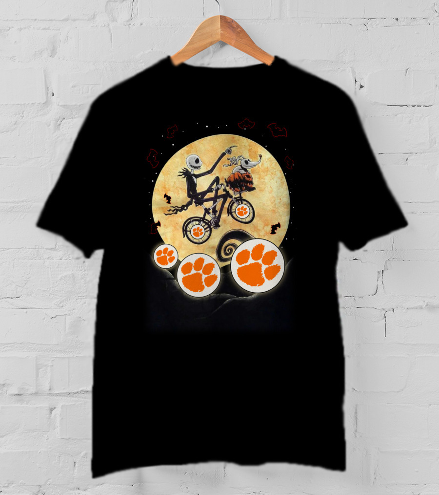 Halloween Clemson Football Jack Skellington E.t. Moon T-Shirt