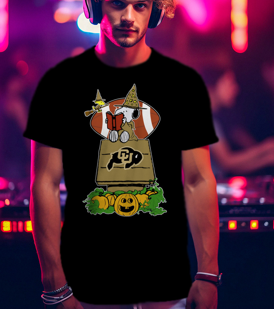 Halloween Colorado Buffaloes Football Snoopy Woodstock Pumpkins T-Shirt