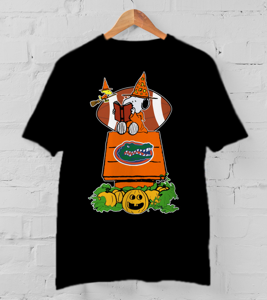 Florida Gators Halloween Football Peanuts Snoopy Woodstock Pumpkins T-Shirt