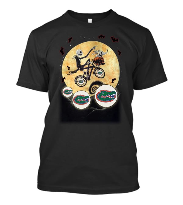 Halloween Themed Florida Gators Football With Bicycle And Moon T-Shirt