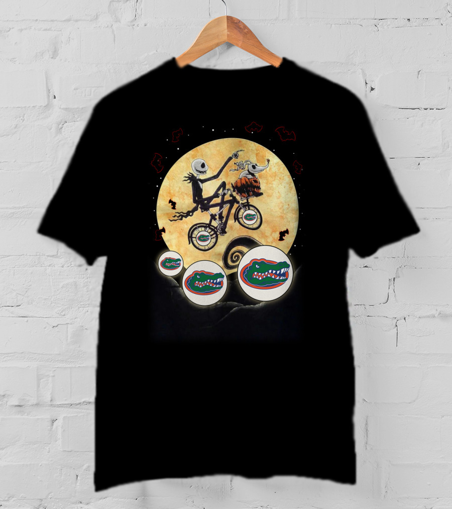Halloween Themed Florida Gators Football With Bicycle And Moon T-Shirt