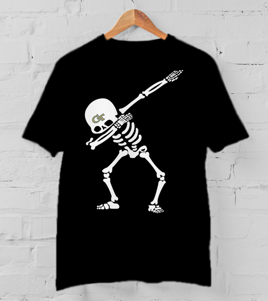 Georgia Tech Skeleton Dabbing Football T-Shirt