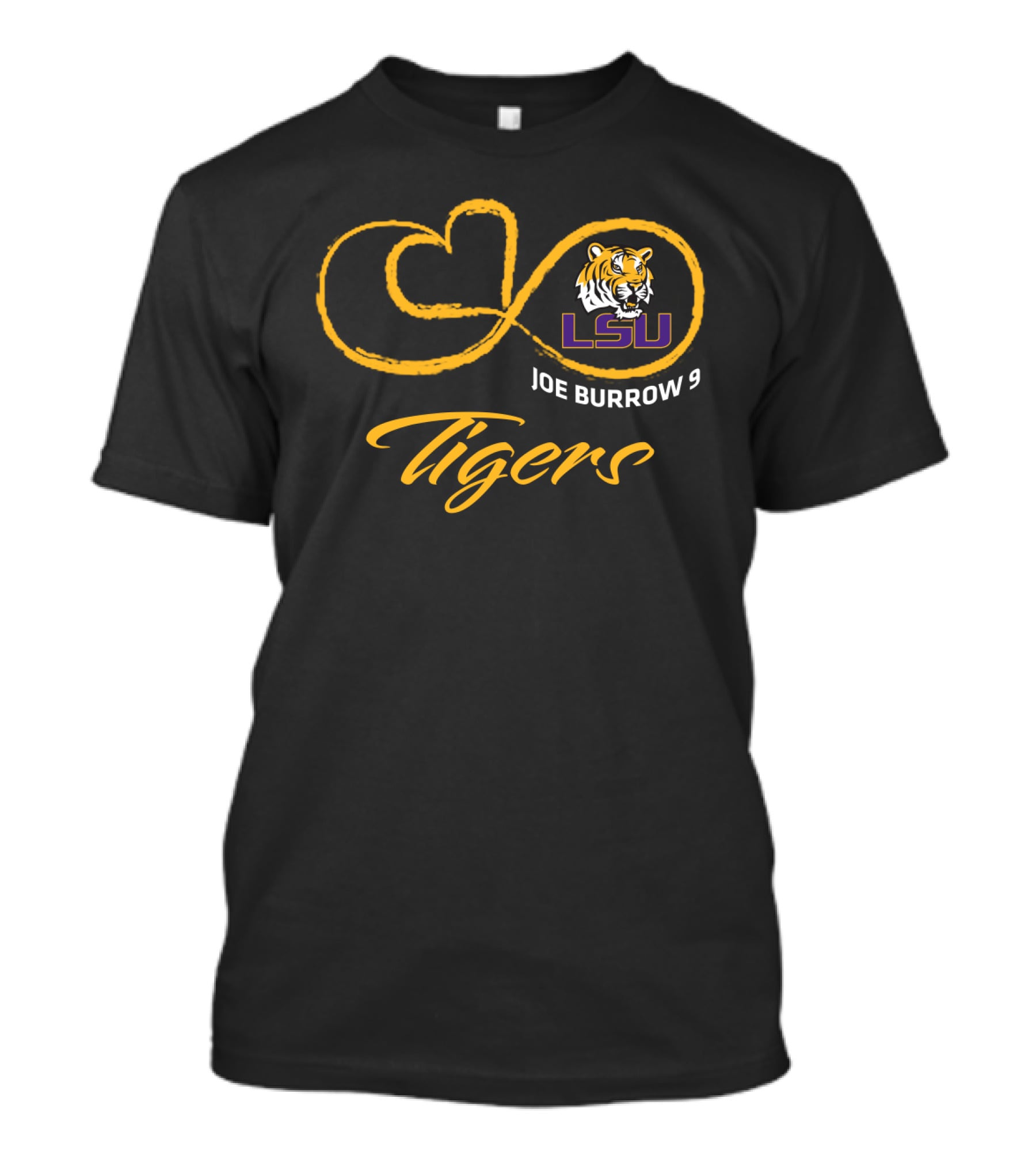 Lsu Tigers Joe Burrow 9 Infinity Football T-Shirt