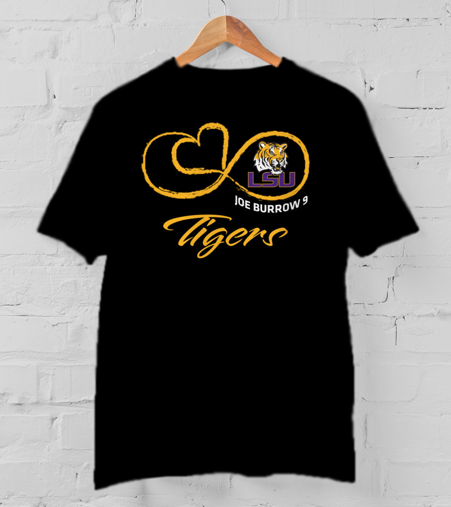 Lsu Tigers Joe Burrow 9 Infinity Football T-Shirt