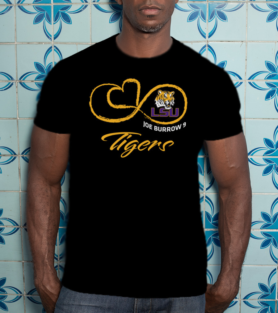 Lsu Tigers Joe Burrow 9 Infinity Football T-Shirt