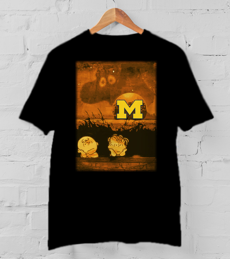 Peanuts Michigan Football Halloween Great Pumpkin Theme With Block M T-Shirt