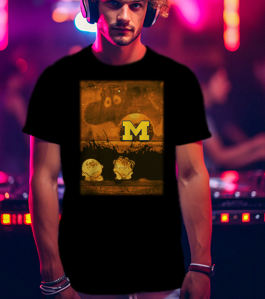 Peanuts Michigan Football Halloween Great Pumpkin Theme With Block M T-Shirt