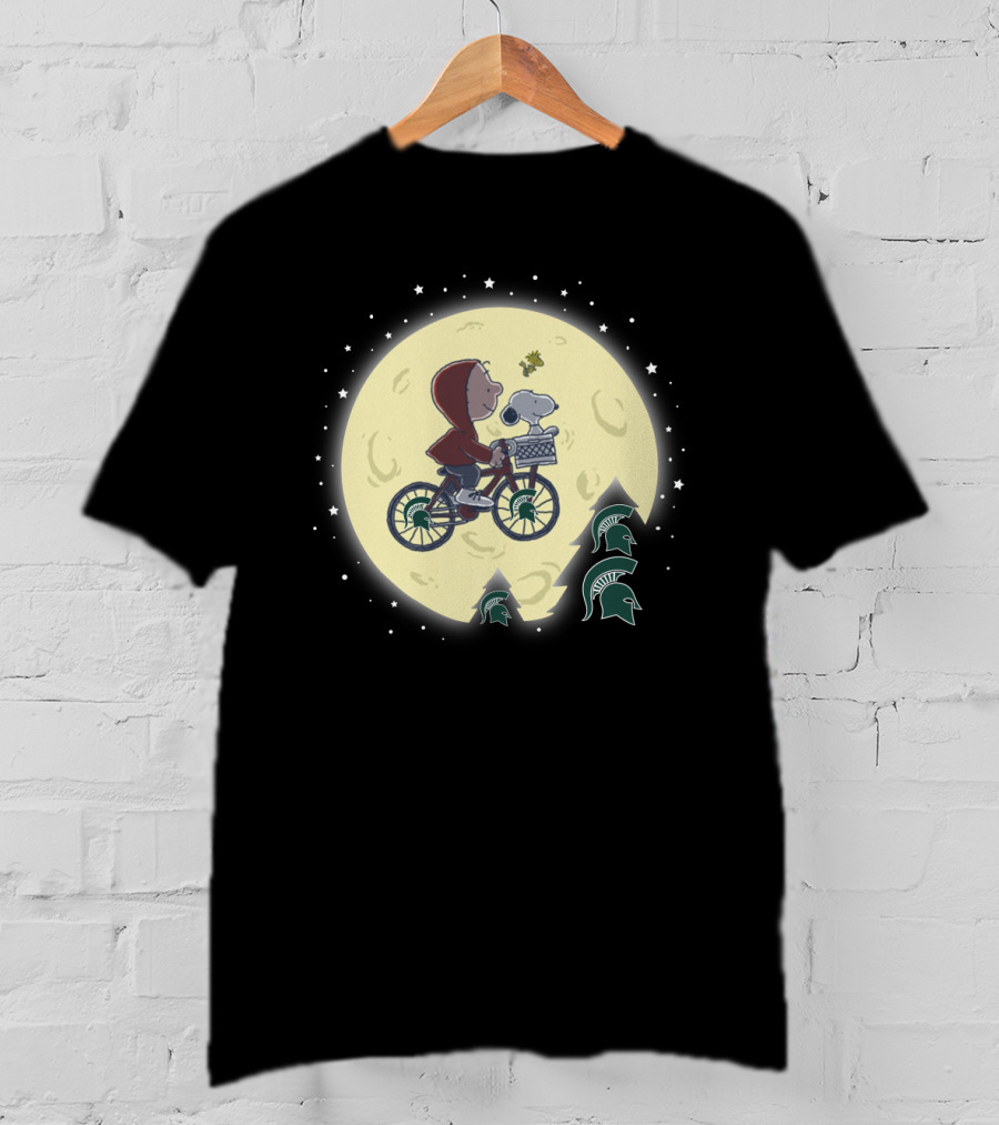 Msu Football Halloween With Et And Moon Scene T-Shirt