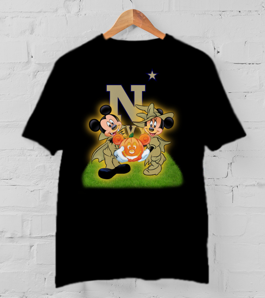 Navy Halloween Mickey Pumpkin Cartoon Star T-Shirt