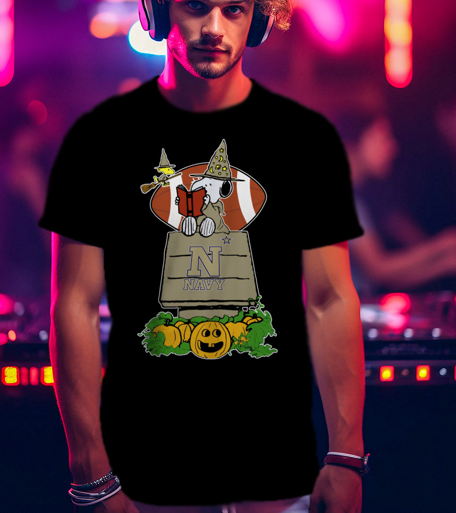 Halloween Navy Football Snoopy Witch Pumpkin T-Shirt
