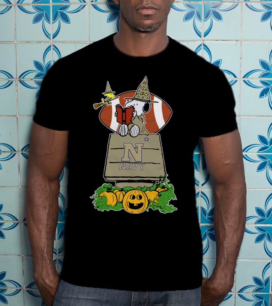 Halloween Navy Football Snoopy Witch Pumpkin T-Shirt