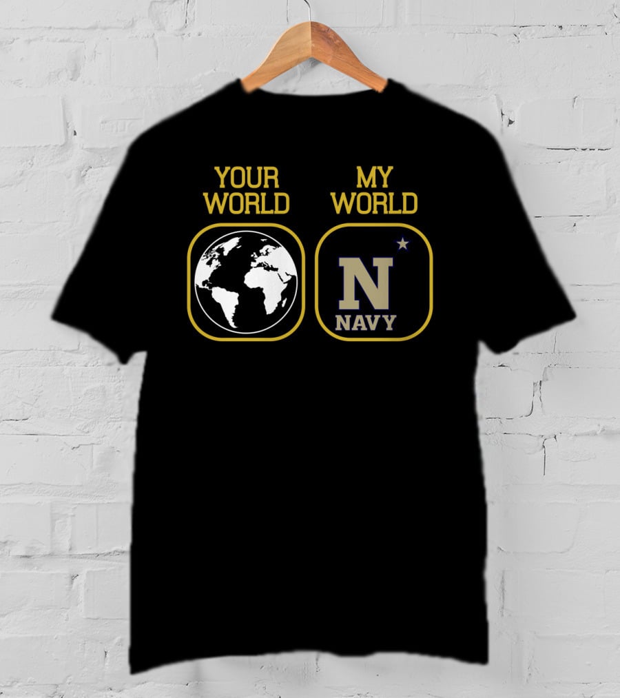 Your World My World Navy Football T-Shirt