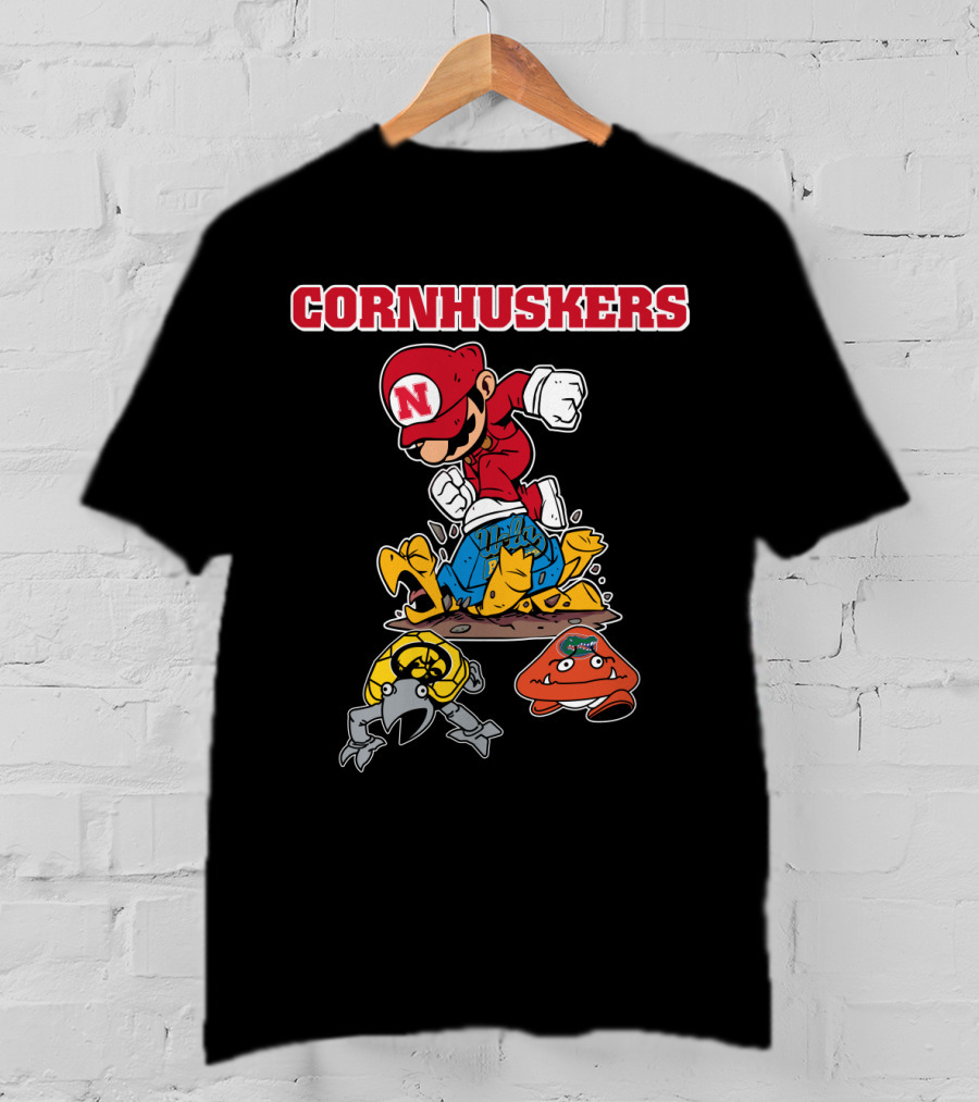 Nebraska Cornhuskers Football Super Mario Style Victory Over Opponents T-Shirt