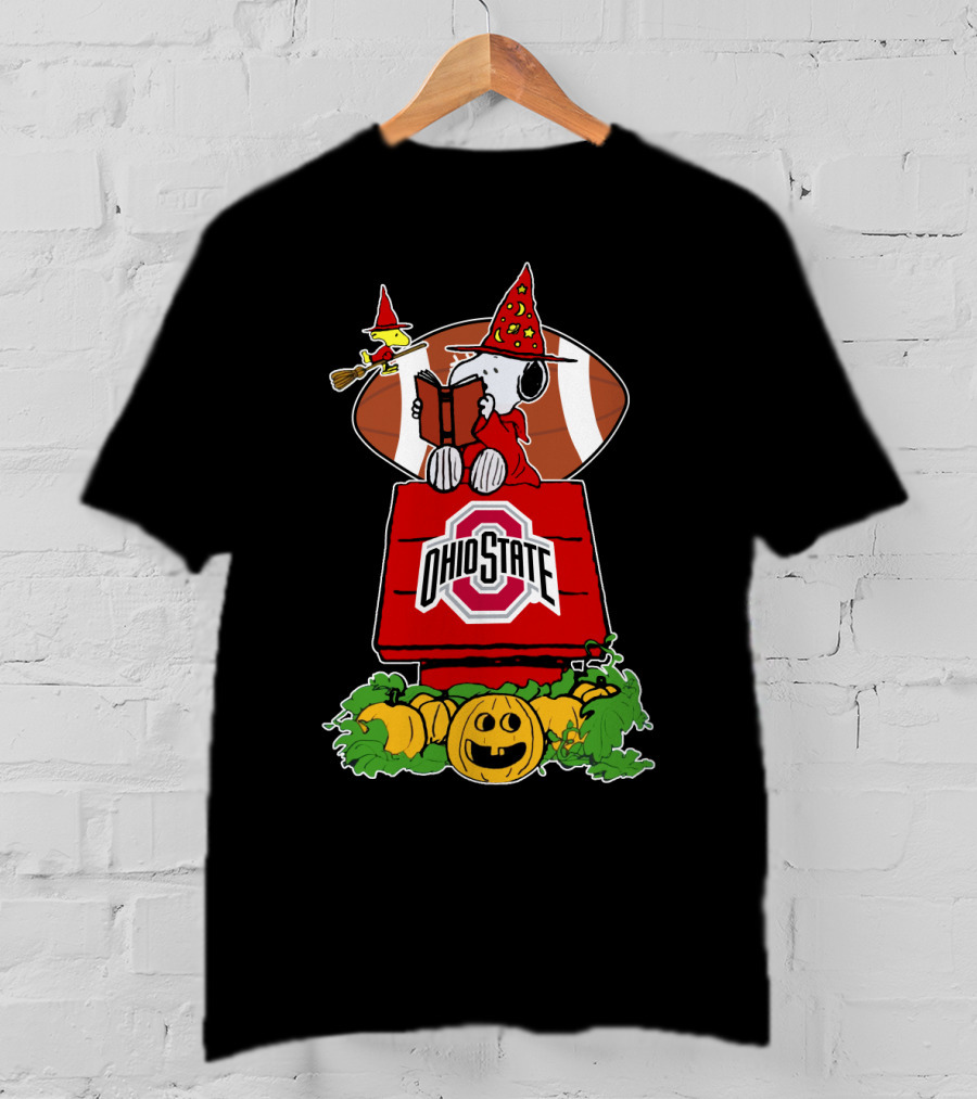 Ohio State Buckeyes Halloween Football Peanuts Snoopy Woodstock T-Shirt