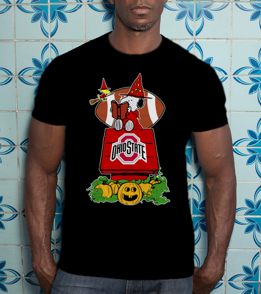 Ohio State Buckeyes Halloween Football Peanuts Snoopy Woodstock T-Shirt