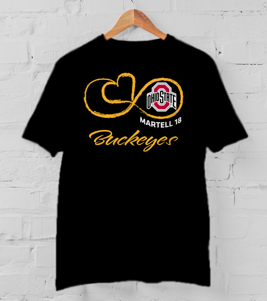 Ohio State Buckeyes Martell 18 Infinity Symbol Football T-Shirt