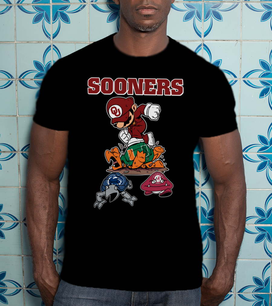 Sooners Ou Football Cartoon Character Smash Rival Teams T-Shirt