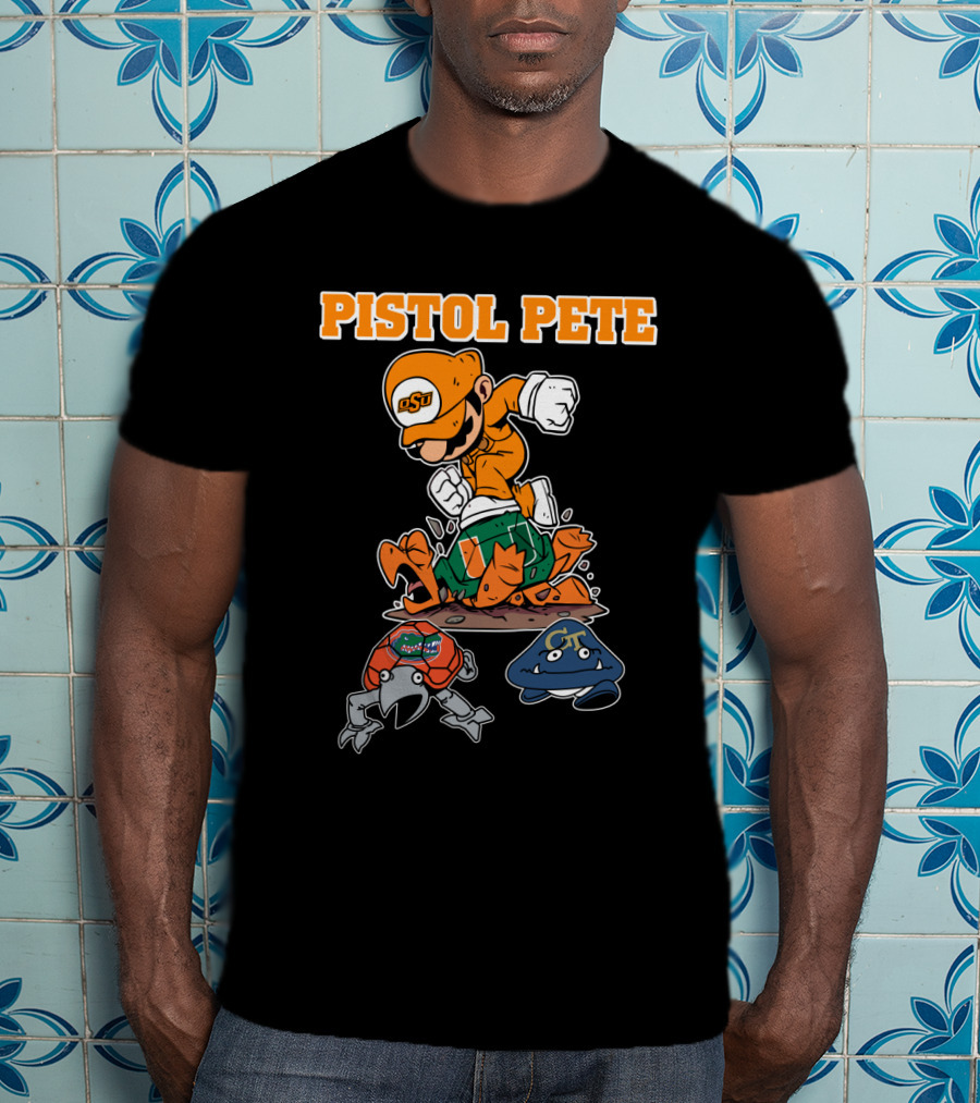 Pistol Pete Osu Football Cartoon Character Stomping Rivals T-Shirt