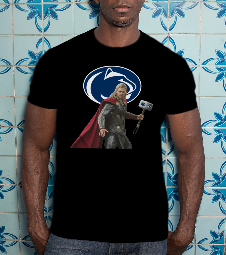 Penn State Nittany Lions Football Thor Hammer Logo Mashup T-Shirt
