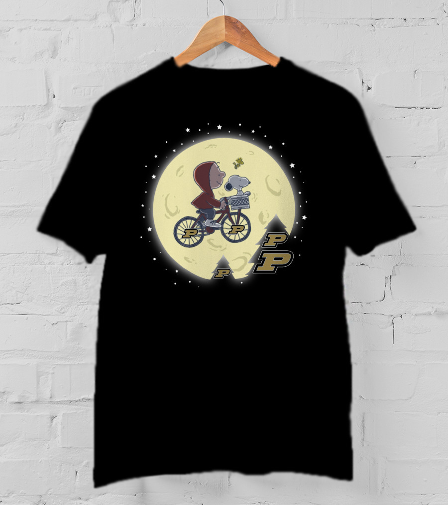 Purdue Football Halloween Peanuts Moon P Bicycle Ride T-Shirt