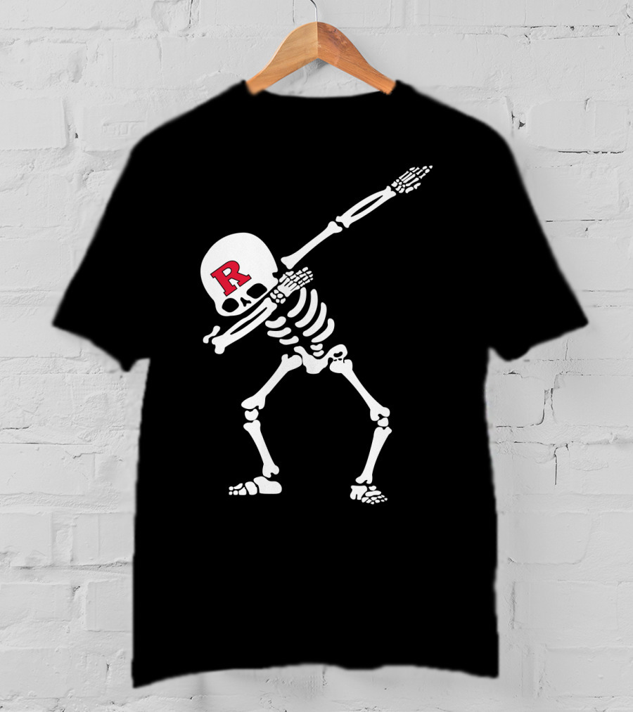 Rutgers Football Skeleton Dabbing With Red R Helmet T-Shirt