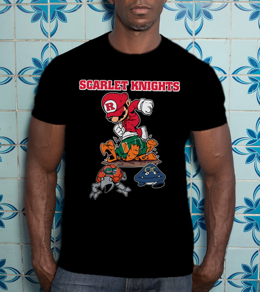 Scarlet Knights Rutgers Football Illustration With Sports Mascots T-Shirt