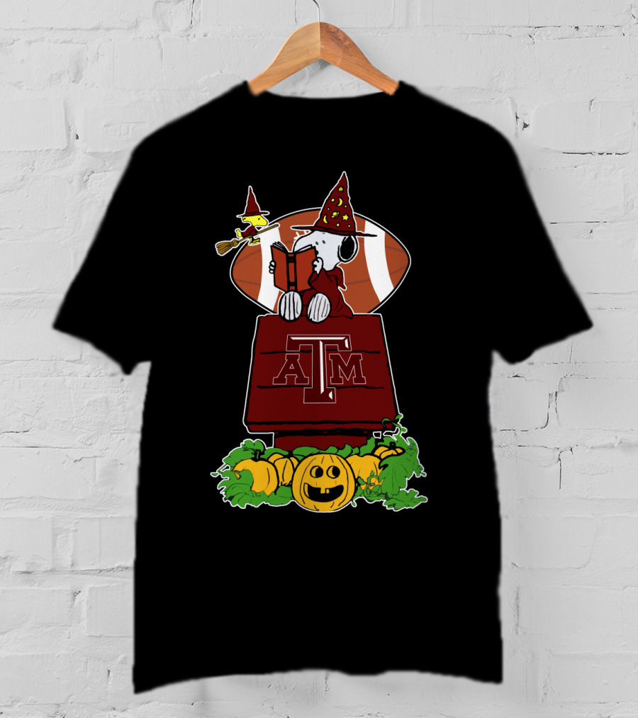 Halloween Texas A M Aggies Football Snoopy Wizard Pumpkins T-Shirt