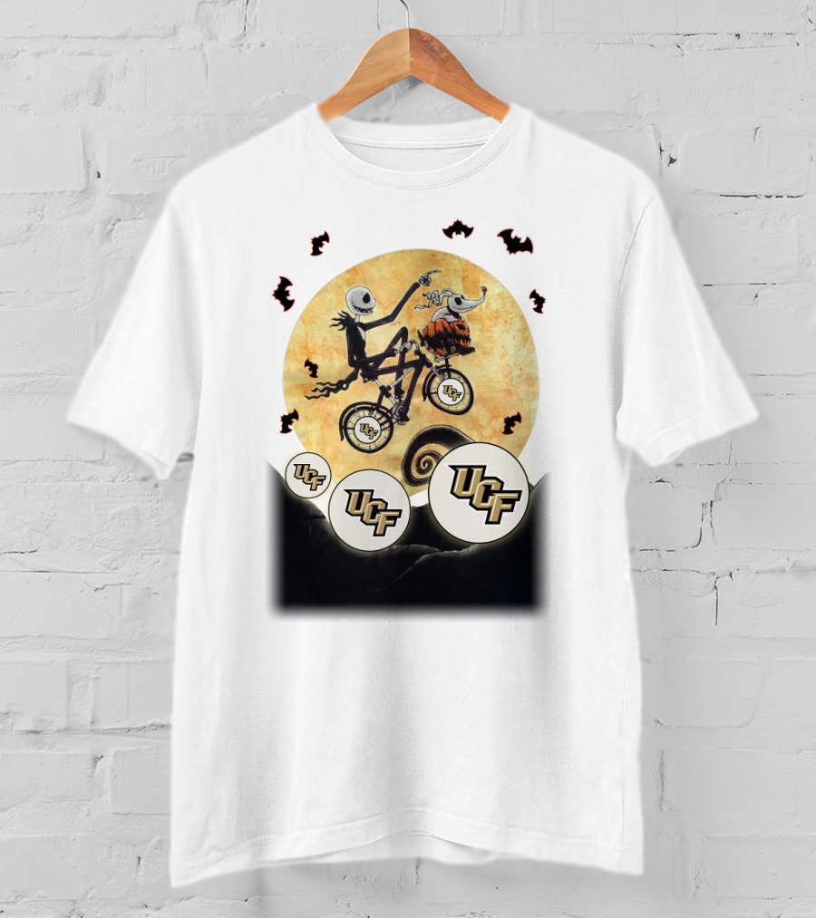 UCF Halloween Football Nightmare Bicycle Moon Scene T-Shirt