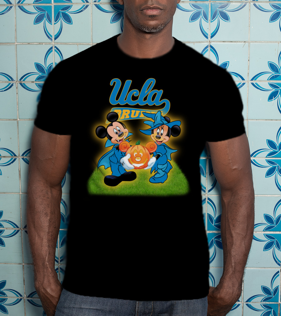 UCLA Bruins Halloween Featuring Mickey And Minnie With Pumpkin T-Shirt