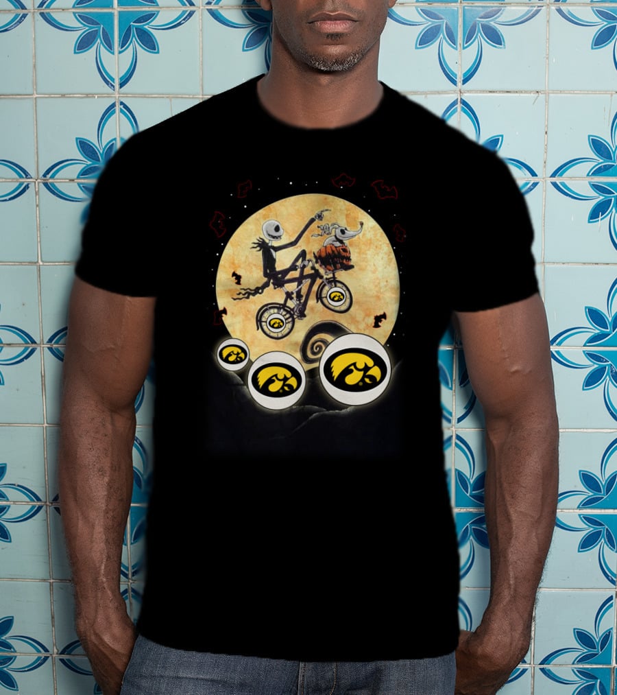 Halloween University Of Iowa Football Nightmare Parody Biker Moon Scene T-Shirt