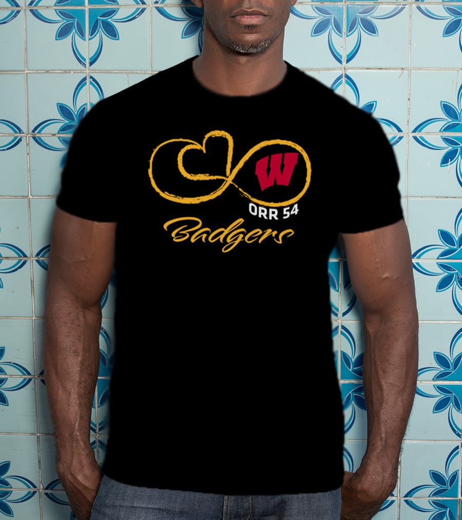 Wisconsin Badgers Orr 54 Football Infinity Symbol T-Shirt