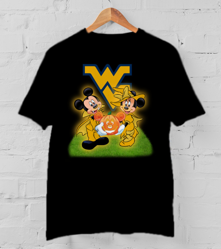 Mickey Minnie Halloween Wvu Football Pumpkins T-Shirt